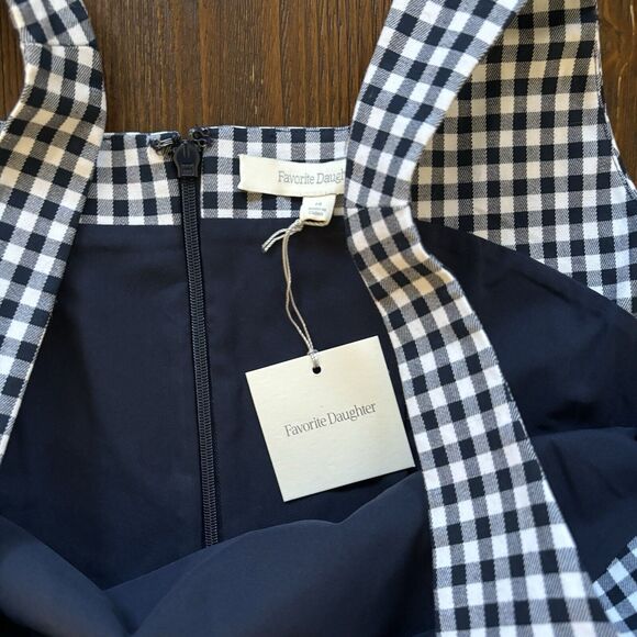 Favorite Daughter Mini Dress 14 NEW The Break Up Square Neck Gingham Navy Blue - Picture 13 of 16